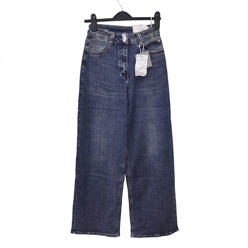 Jeans wide leg con tasche brillanti