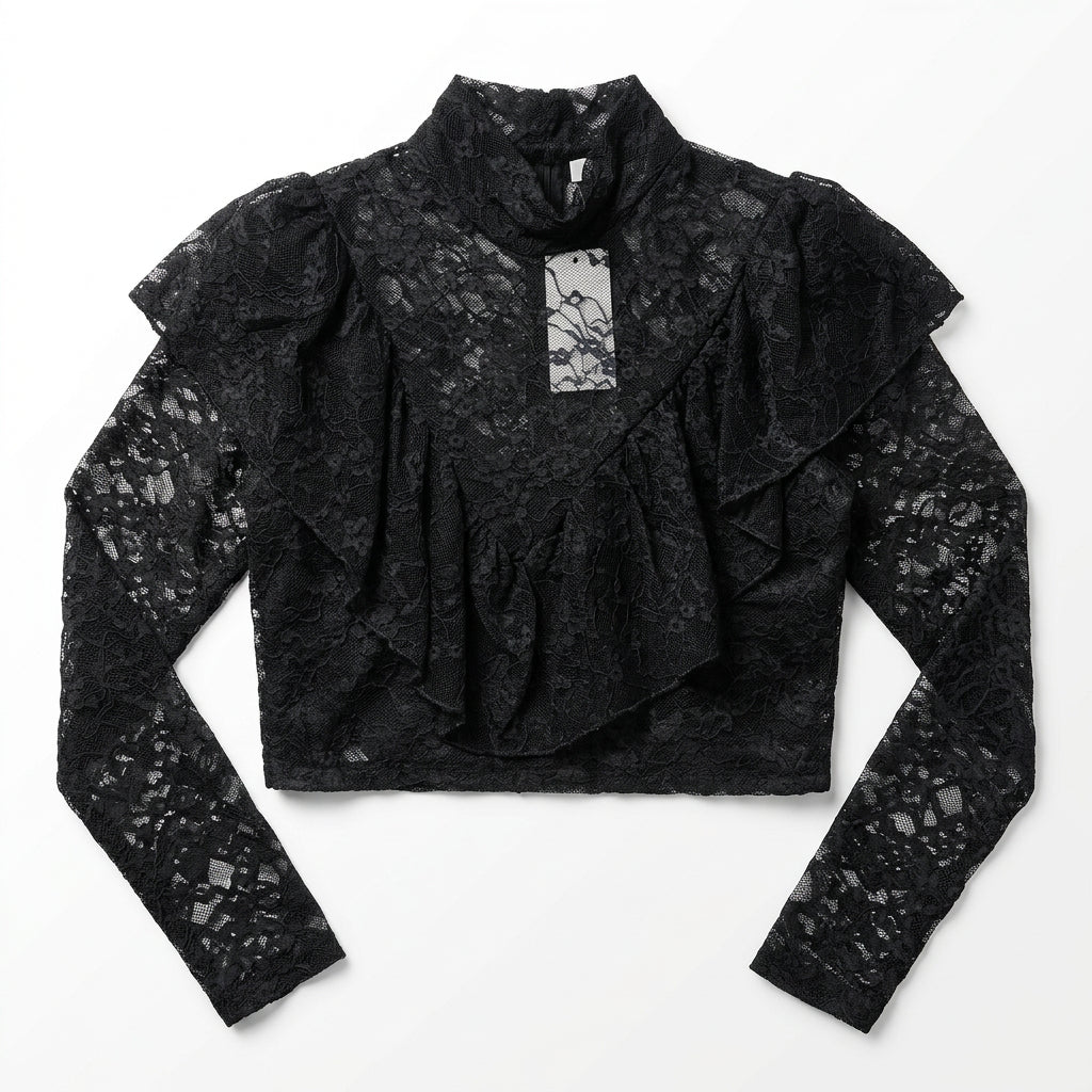 Maglia in pizzo con volant